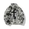 Unisex Retro Tie-Dye Plush Faux Fur Coat - Loose Fit Lambswool Jacket
