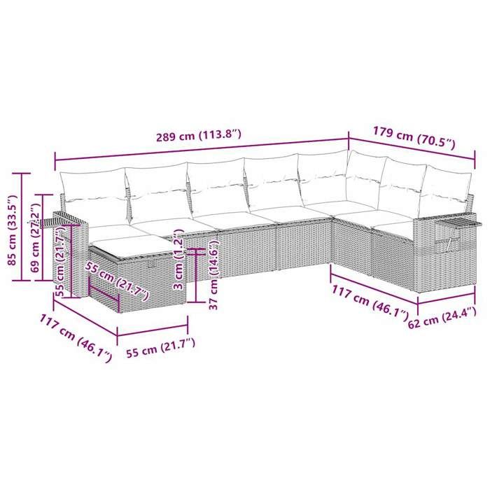 VidaXL Garden Lounge Set 8 Pcs with Brown Cushions Wicker 3325539
