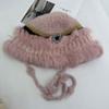 Flower contrasting color knitted bucket hat women's autumn and winter retro face small wool hat rabbit hair thermal bucket hat