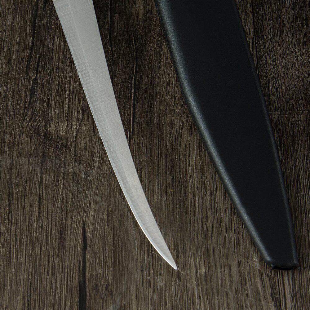 Urbeningskniv 6'' Filékniv i rostfritt stål Skiva Hackning Skärning Urbening Fisk Kött Fjäderfä, Med slida, köksredskap