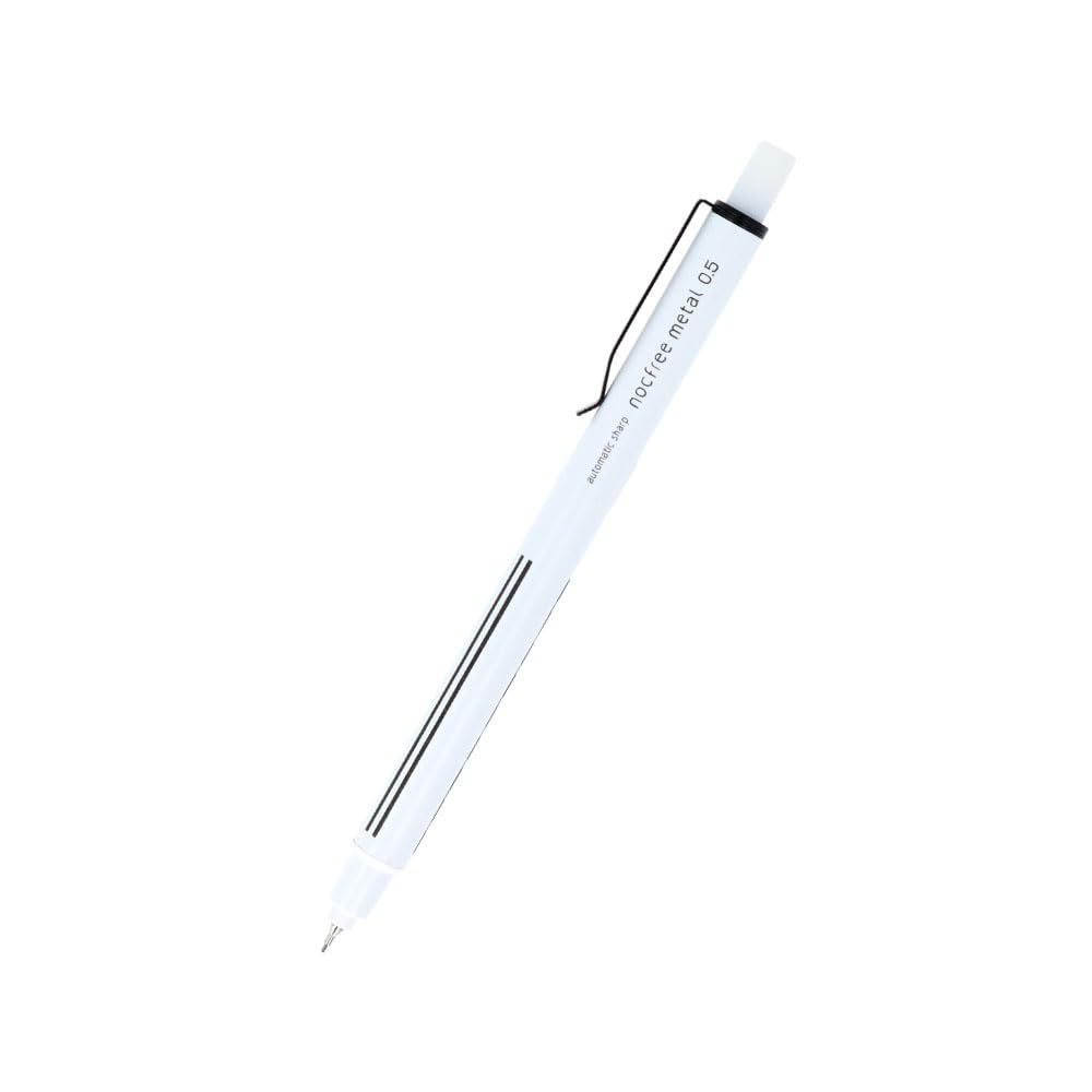 Stationery Automatic Mechanical Matte S4485149 Sun-Star Lead-Adjusting Pencil, Nok-Free Metal, White,