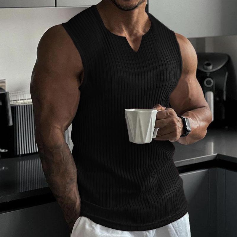 Sommer Neues Herren Muskel Fitness Sport Lässig Ärmelloses Weste Mit Vertikalen Streifen Und Modischer Buchstabenweste Für Herren