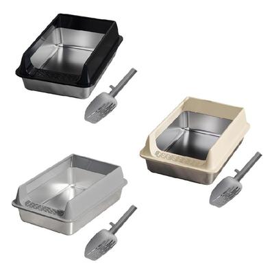 Bandeja para Gatos de Acero Inoxidable, Bandeja Grande AntiSalpicaduras, Control de Olores, Previene Arañazos, Contenedor de Arena para el Hogar