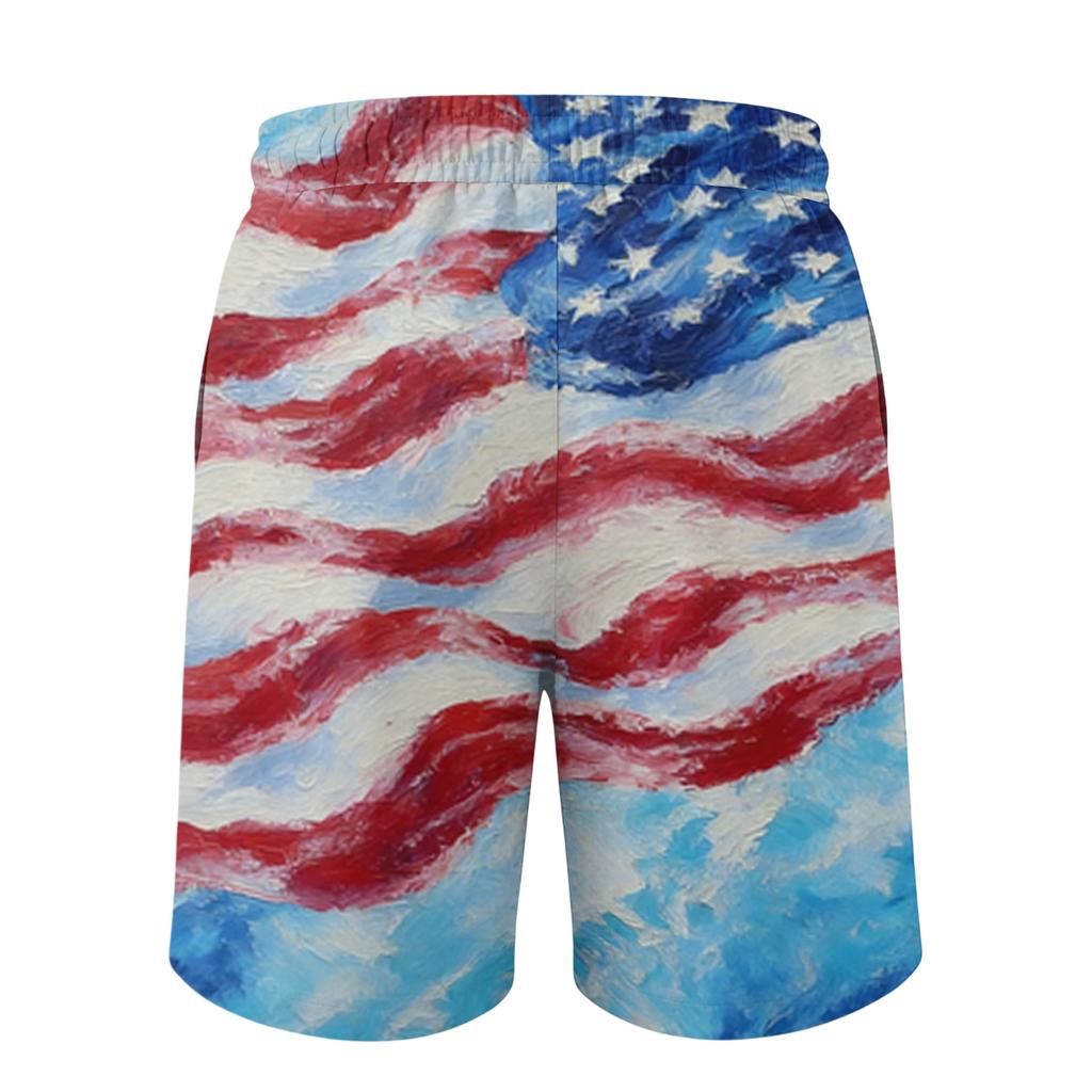 Men's Independence Day Printed Casual Drawstring Waist Shorts