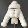 Womens Short Faux Fur Coat Hooded Zip Slim Fit Warm Fox Jacket Winter
