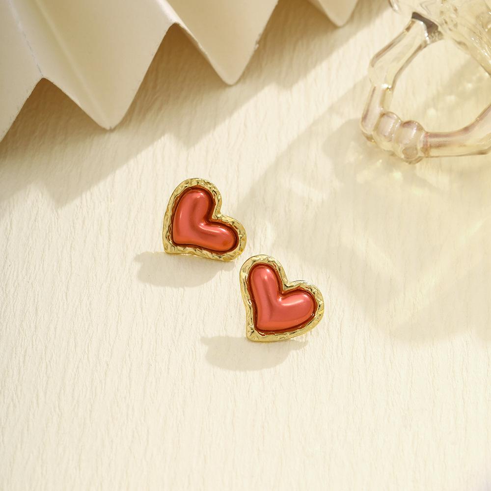 Retro Texture Pearl Earrings Exaggerated Stainless Steel Metal Wind Flower Stud Earrings Temperament Niche Design Earrings