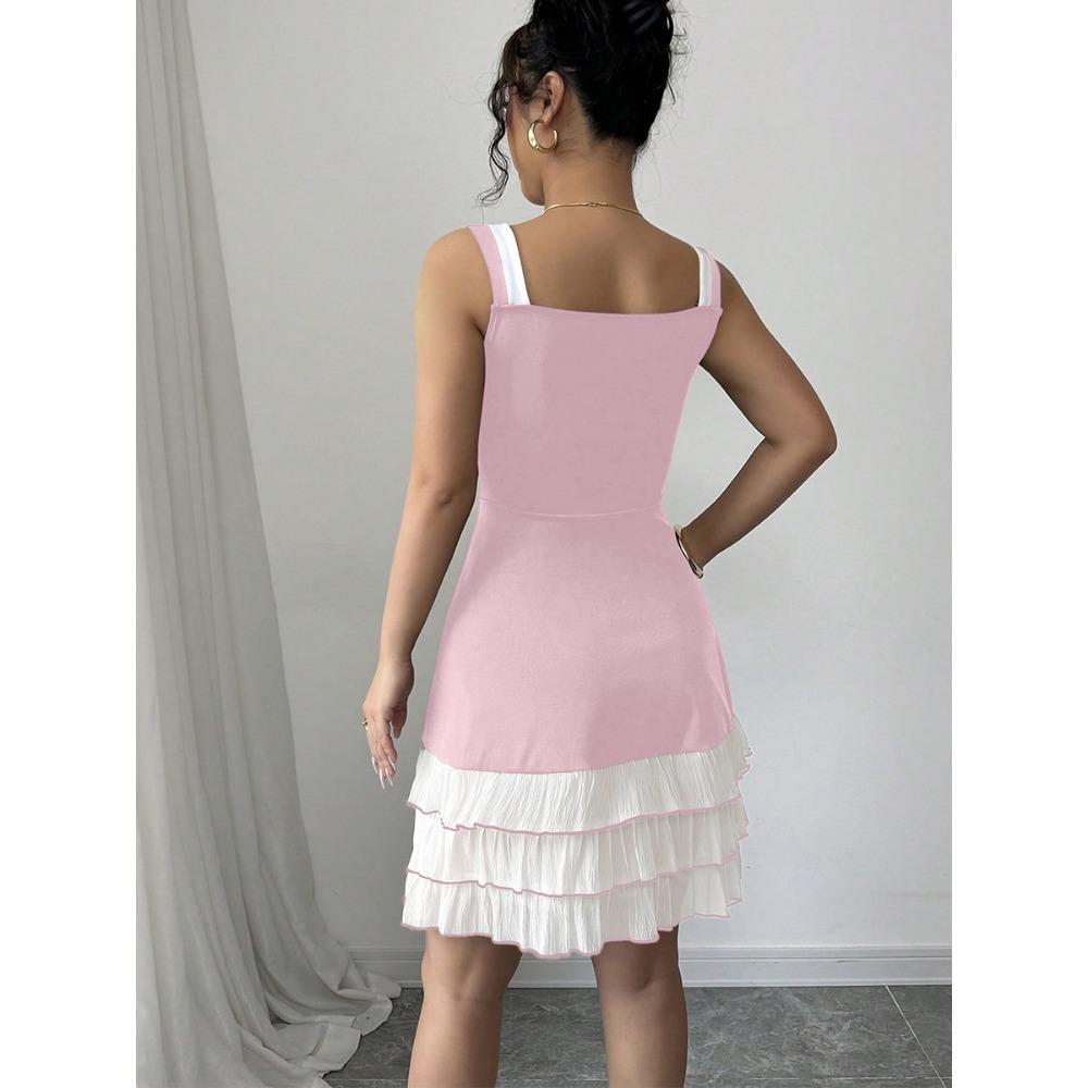 Women's Summer New Camisole Dress Contrasting Multi-layer Cake Dress
