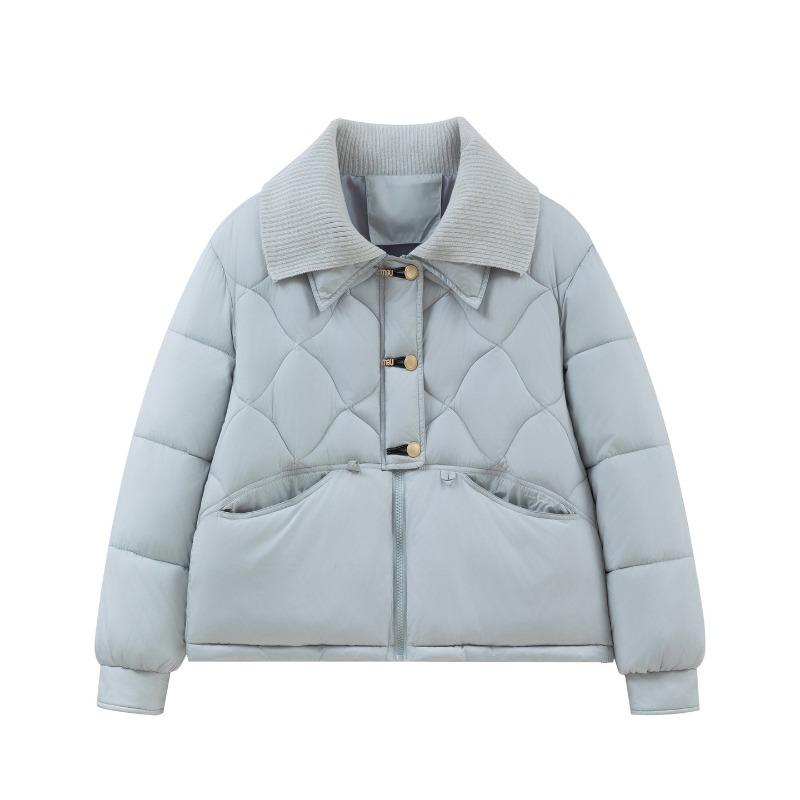 Winter new knitted collar splicing cotton-padded clothes women's loose and versatile fashion warm cotton-padded jacket jacket