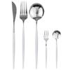 5Pcs Black Gold Dinnerware Set Knife Fork Spoon Flatware Set Stainless Steel Tableware Set Kitchen Cutlery Fruit Fork Silverware