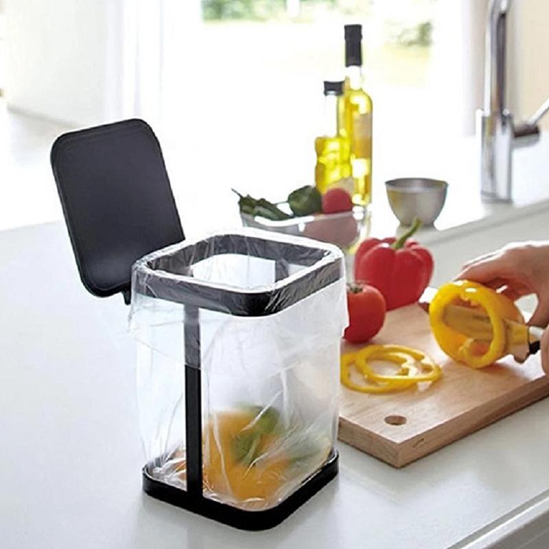 Portable Trash Bag Holder Foldable Garbage Bag Support Waste Bin For Home Kitchen Countertop Flip Trash Trash Can