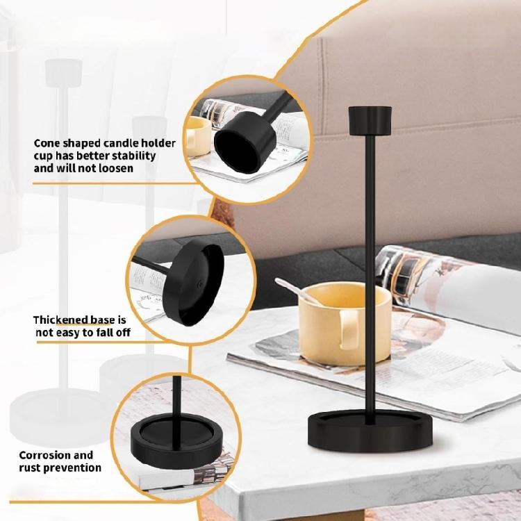 Black Metal Taper Candle Holder Tall Candlestick Set of 6 for Enhancing Dining Table Decors and Wedding Celebration