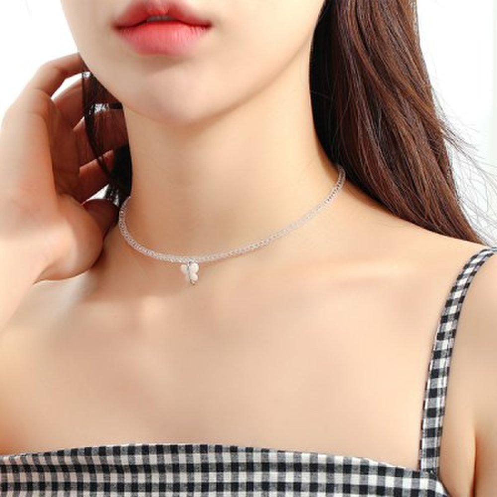 Black and white butterfly bead necklace