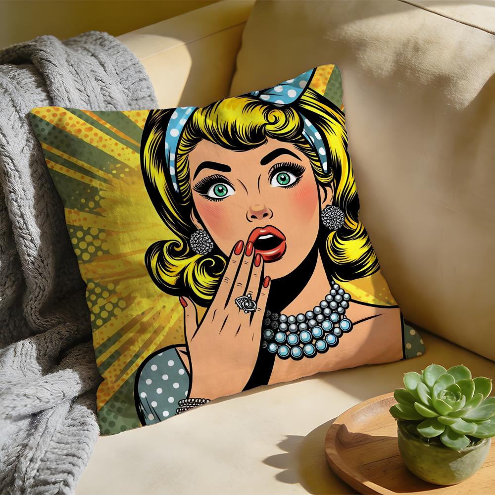 Cushion Cover Washed Linen Soft Breathable Decorative Case for Sofa Home Pillow Cover Roy Lichtenstein