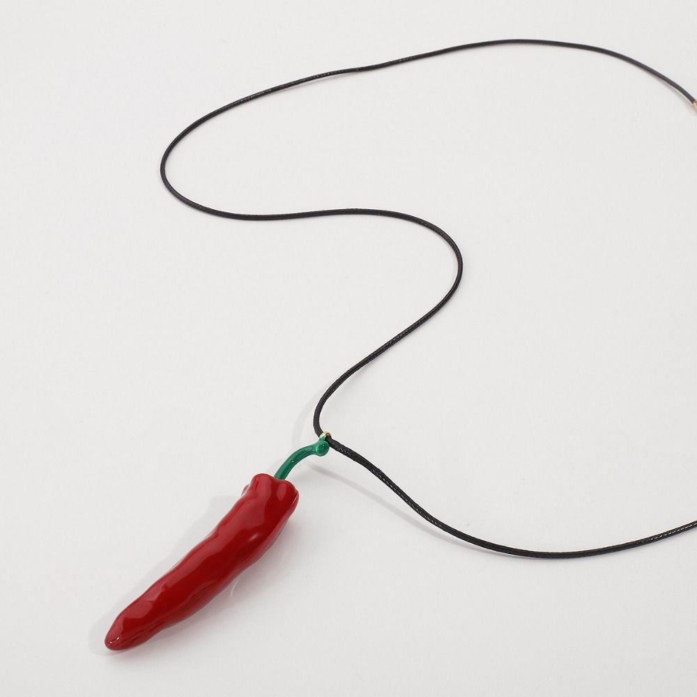 Boho Style Fashion Necklace Simple Metal Accessories Cute Red Pepper Pendant  Parties