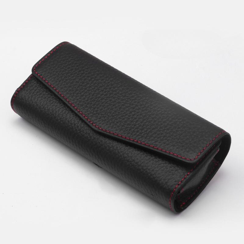 Car Sun Visor Sunglasses Case Hanger Fastener Top layer Cowhide Eyeglasses Holder Card Ticket Storage Box Accessories