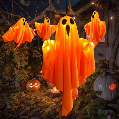 Halloween LED Ghost Lights DIY Hanging Decor Spooky Indoor Party Atmosphere Lighting For Home Scary Decorations Party Supplies
