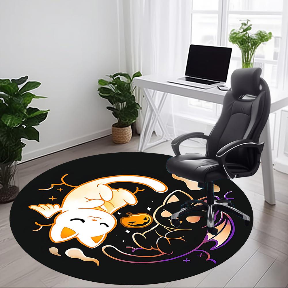 1pc Halloween Cats Office Round Area Rug, Under Office Chairs Bedroom Living Room Home Decor, Room Deco, Available in Various Sizes
