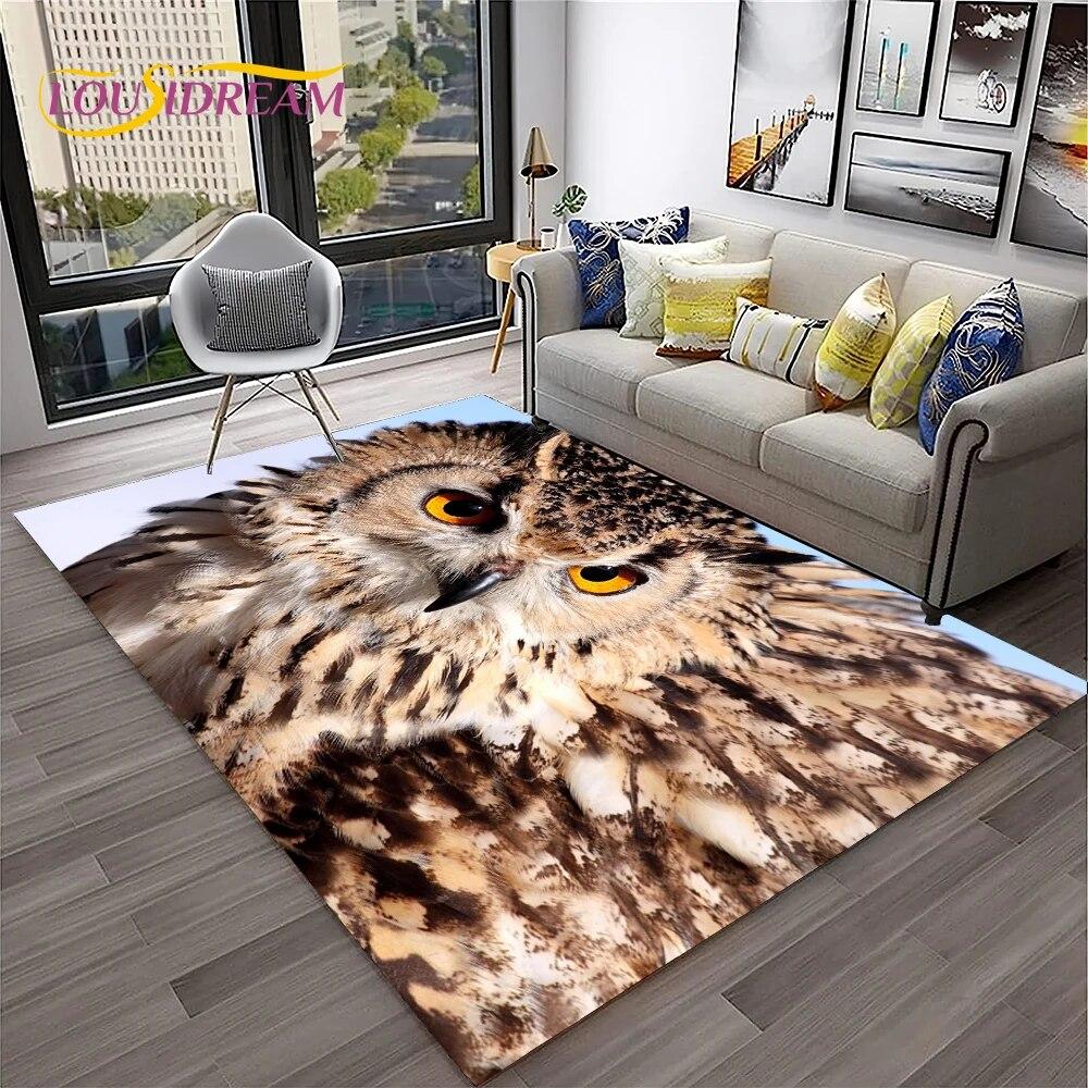 3D Cartoon Cute Owl Series Carpet Rug for Home Living Room Bedroom Sofa Kitchen Doormat Decor,Child Area Rug Non-slip Floor Mat