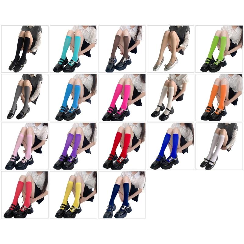 Colorful Calf Socks Velvets Knee High Stockings Lightweight Breathable Knee High Socks Student Girls Middle Tube Socks