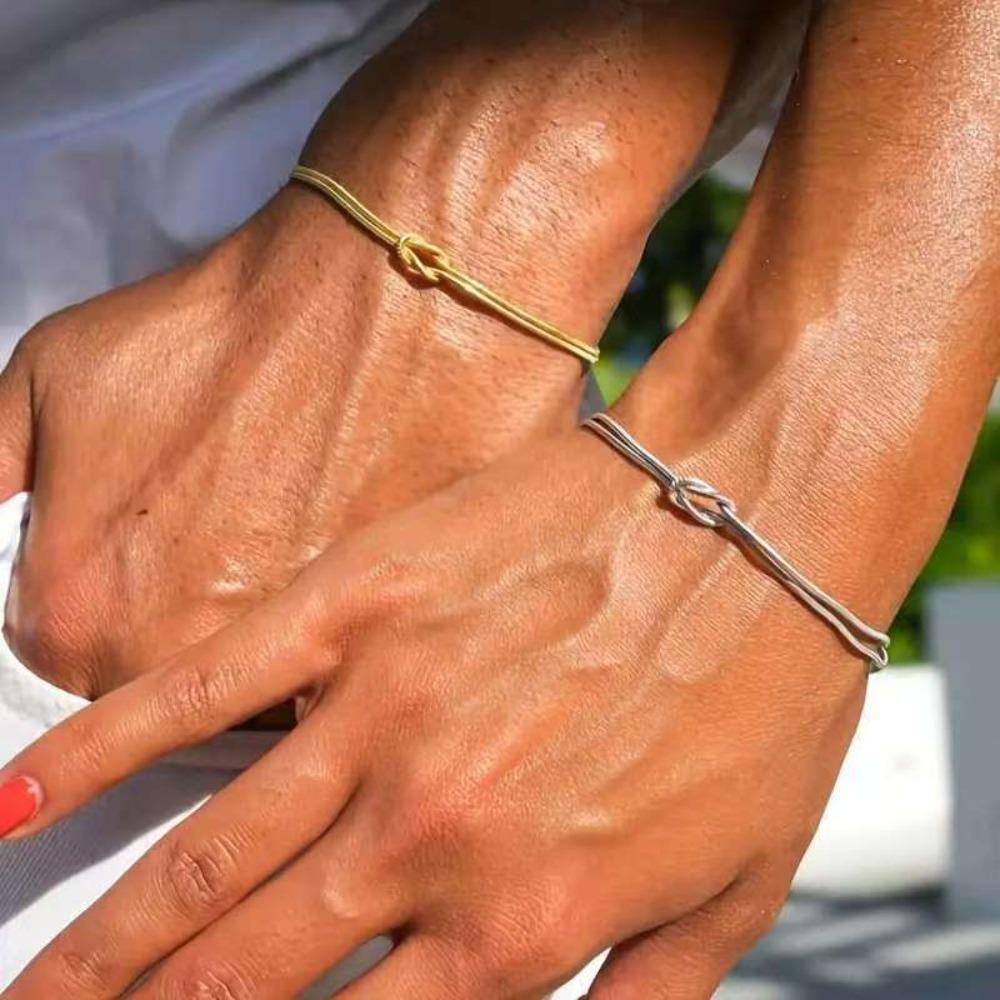Fashion Minimalist Knot Wrap Couple Bracelet Double Layer Snake Chain Unique Gift for Her