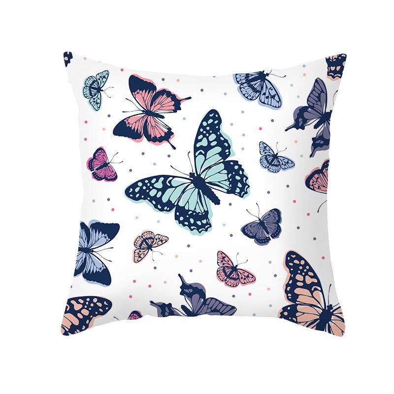 Colorful Butterfly Series Sofa Pillow Cover Nordic Peach Skin Print Office Cushion Pillow Cover Home