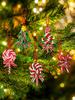 16 Stück Pfefferminz-Anhänger für den Weihnachtsbaum, Weihnachtslutscher-Schmuck, Bunte Holz-Zuckerstangen-Hängedekoration