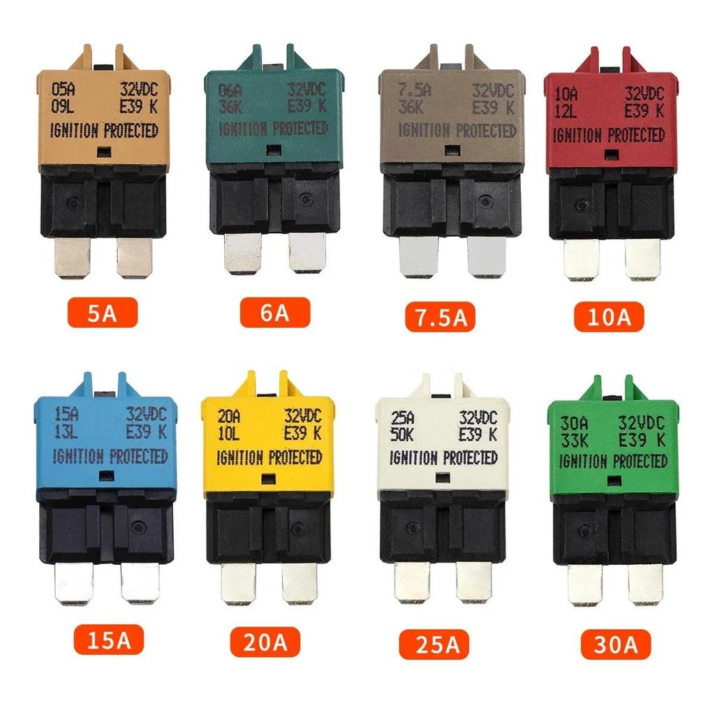 1pcs Reset Fuses Circuit Breaker Low Profile ATC Fuse Breakers E39 5A 10A 15A 20A 25A 30A for 12V 24V DC Car Boat RV Fuses4