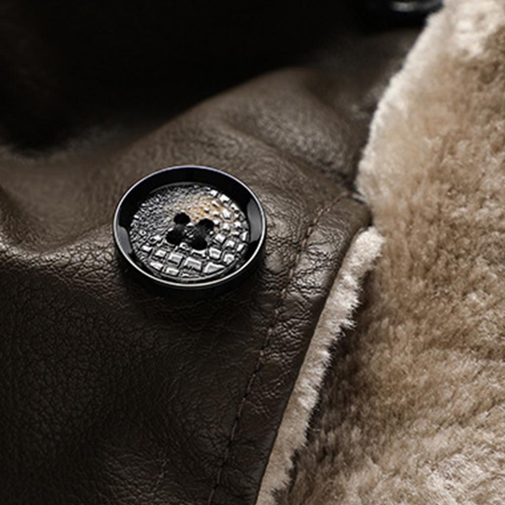 Men's Leather Business Jacket With Plush Velvet And Large Lapel Suit Leather Jacket