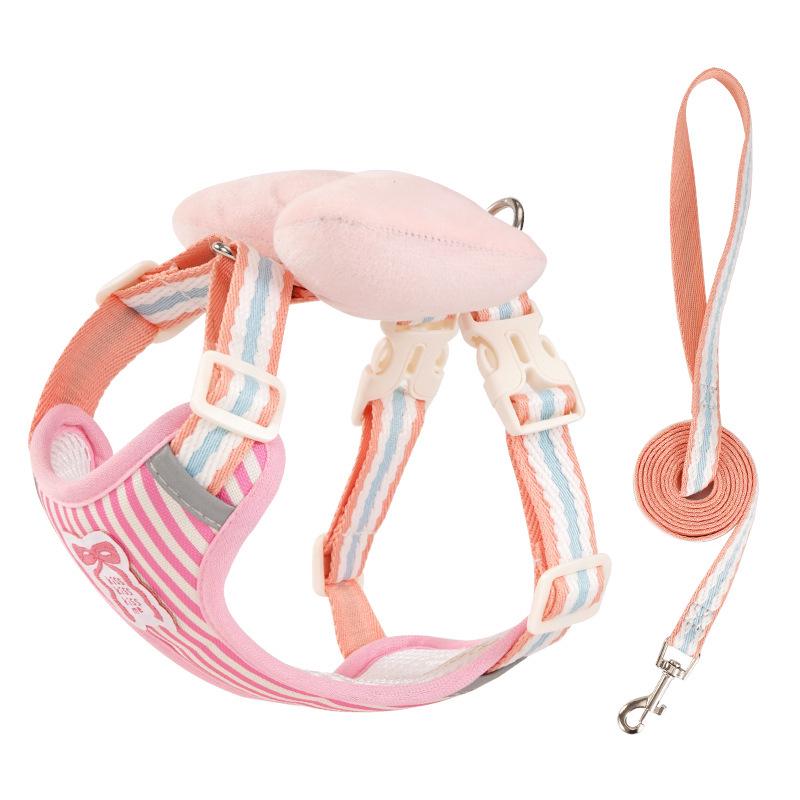 Four-Season Anti-Escape Harness with Bow Tie for Small Dogs - No Choke Leash, Ideal for Pet Walking and Gardening.