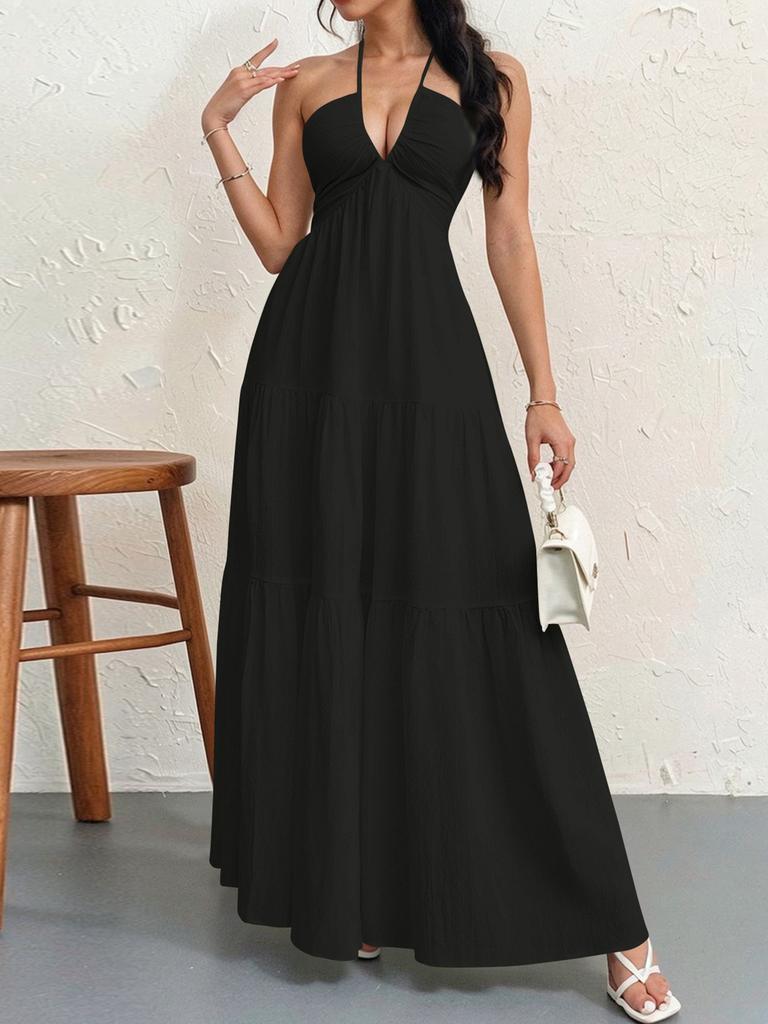 European and American Fashion Summer New Women's Halter Neck Dress