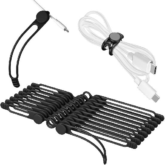 24Pcs Nearockle Silicone Cable Ties 3Inch Cord Organizer, Reusable Small Zip Ties Cable Organizer for Charging Cords Earphone Computer Wire, Office 3 Inch