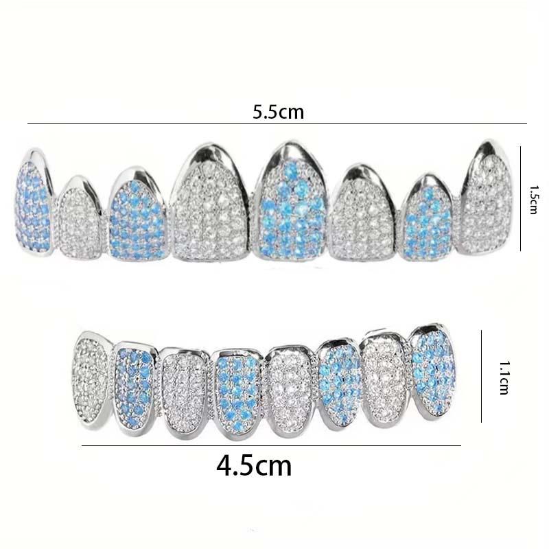 Przesadzone Grillz Hip-Hopowe: Miedź platerowana prawdziwym złotem z inkrustacją cyrkoniami, nieśniedziejąca biżuteria na zęby