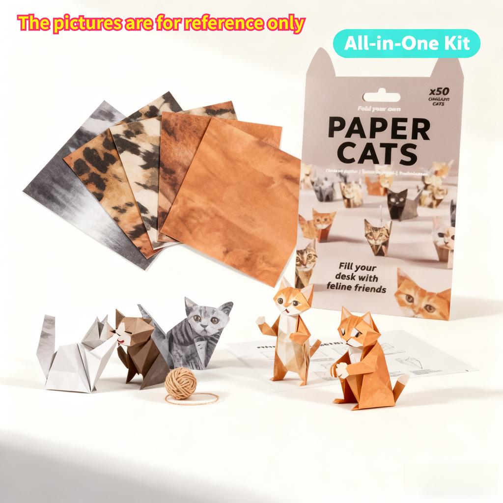Yetişkinler ve Çocuklar İçin Kendin Yap Origami Kedi Kiti - Başlangıç Dostu Kağıt El Sanatları, Kedi Severler İçin Eğlenceli ve Rahatlatıcı Hediye