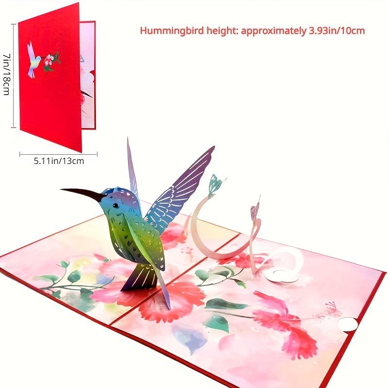 Hummingbird Paper Carved 3D Greeting Cards, Handwritten Birthday Blessing Bird Holiday Card Gift Card for Women, Wife, Grandma