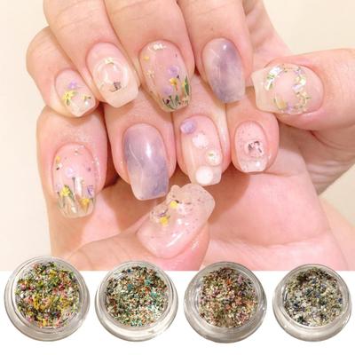 Decoración de uñas con flores, varios colores, belleza de uñas, pegamento UV, relleno, adorno para uñas, flores secas, decoración, suministros para uñas