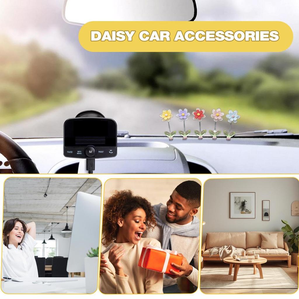 Flower Car Decor | Car Dashboard Decor 5 Pcs - Flower Car Dashboard Decoration,