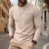 Men's Vintage Simple Loose Henley Long Sleeve T-Shirt.