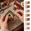 Festive Ornament Craft DIY Patchwork Hanging Decor Kit, Fabric Art Santa Stress Relief Handicraft Bird Flower Sewing Kit for Adults, Handmade Holiday