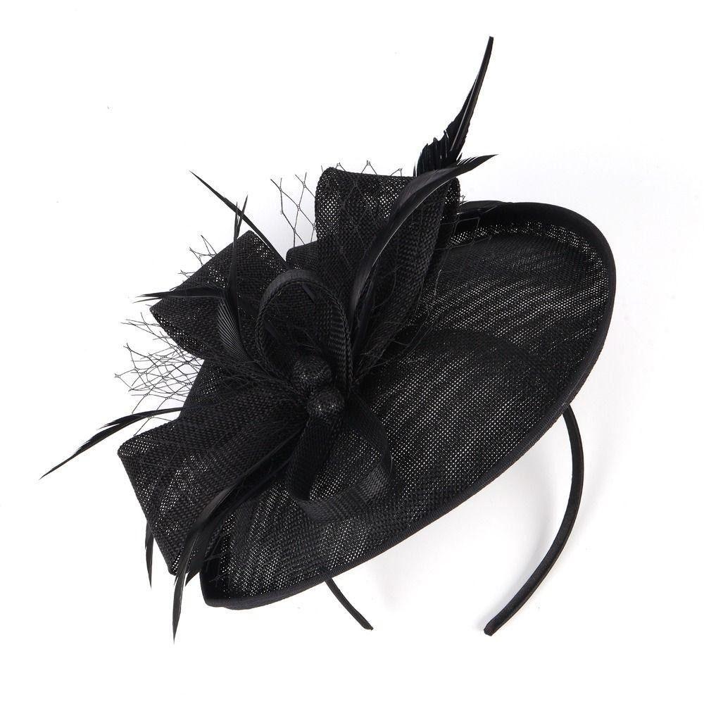 Elegant Tea Party Mesh Hair Band Bowknot Bride Headdress Party Feathers Fascinator Hat  Lady