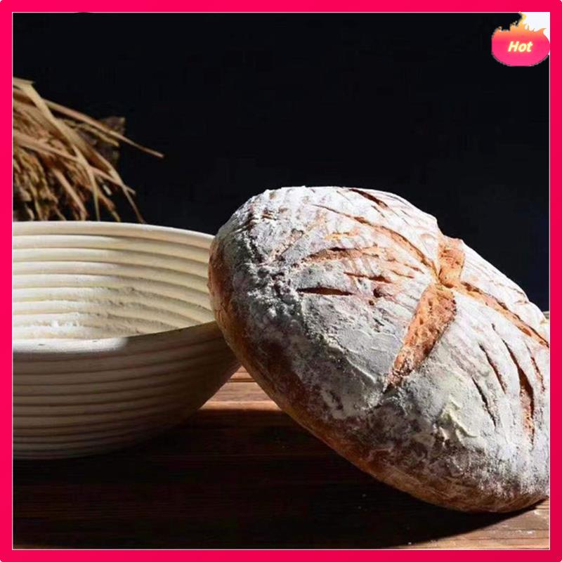 Набор из 3 круглых корзин для расстойки теста (баннетонов) - Форма для хлеба из неокрашенного натурального ротанга, Набор для выпечки хлеба с тканевой вставкой