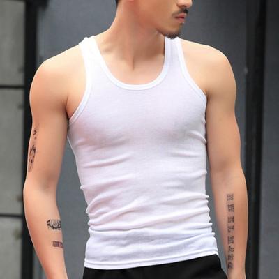 Men O-neck Sleeveless Tank Tops Solid Color Slim Fit Fitness Gym Workout Undershirt Bodybuilding Running Vest