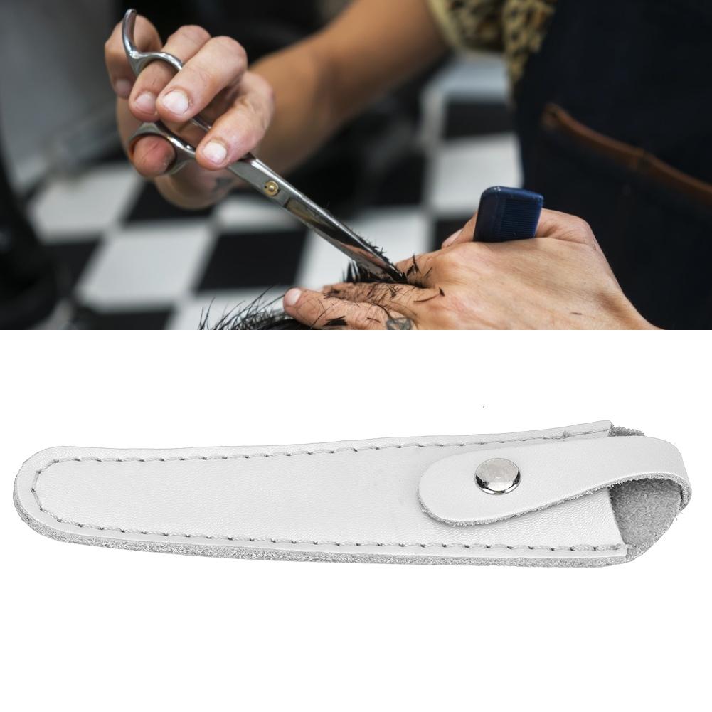 Professional PU Leather Scissors Bag Portable Scissors Storage Holder Casing Hairdressing ToolWhite