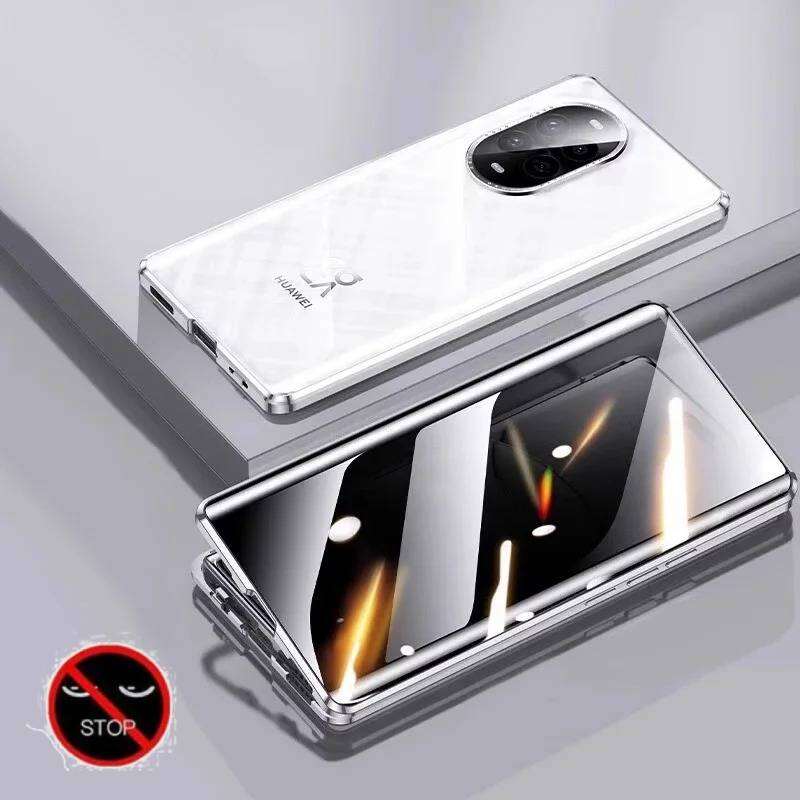 

Магнитный чехол-антишпион 360° для Huawei Nova13 Nova14 Nova12 Pro Ultra с защитным стеклом для объектива камеры, бамперы для телефона Huawei Nova13 серебряный