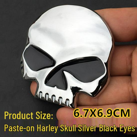 3D Metal Skull Car Emblem: Halloween Harley Hood, Tail, and Side Sticker