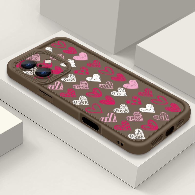 Luxury Flowers Love Heart Phone Case For iPhone 16 15 14 13 12 Pro Max Plus 11 16e XR XS Heart TPU Soft Shockproof Case Cover