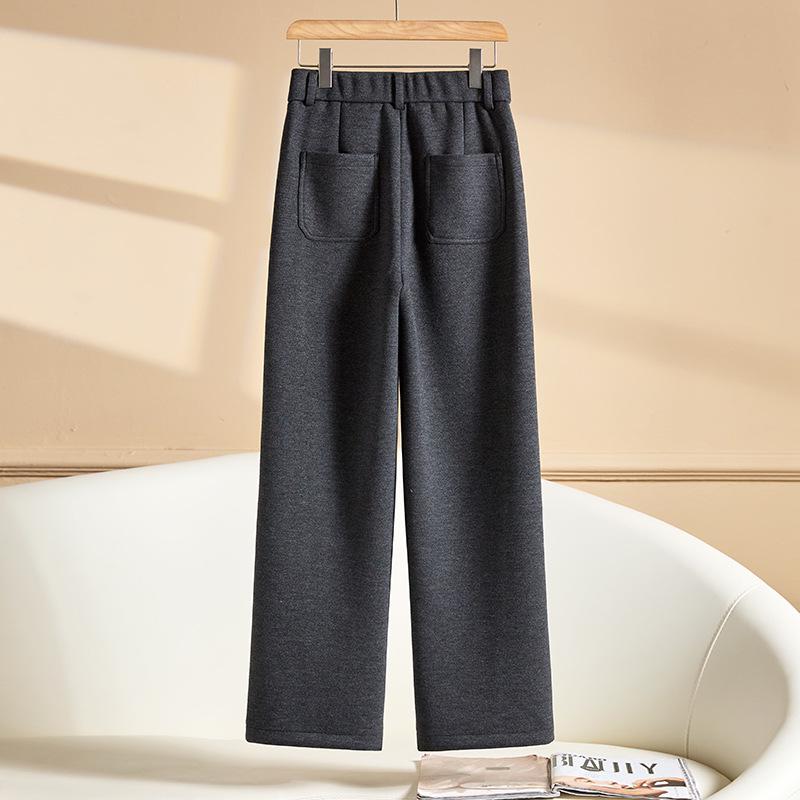 2024 Podzim/Zima Dámské zeštíhlující kalhoty se širokými nohavicemi ze směsi vlny