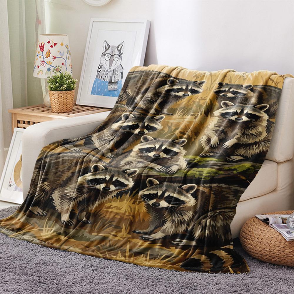 1PC Natural Decoration Print FlAannel Blanket, High quality Comfortable for All Seasons, Home Decor, Warmth and Comfort