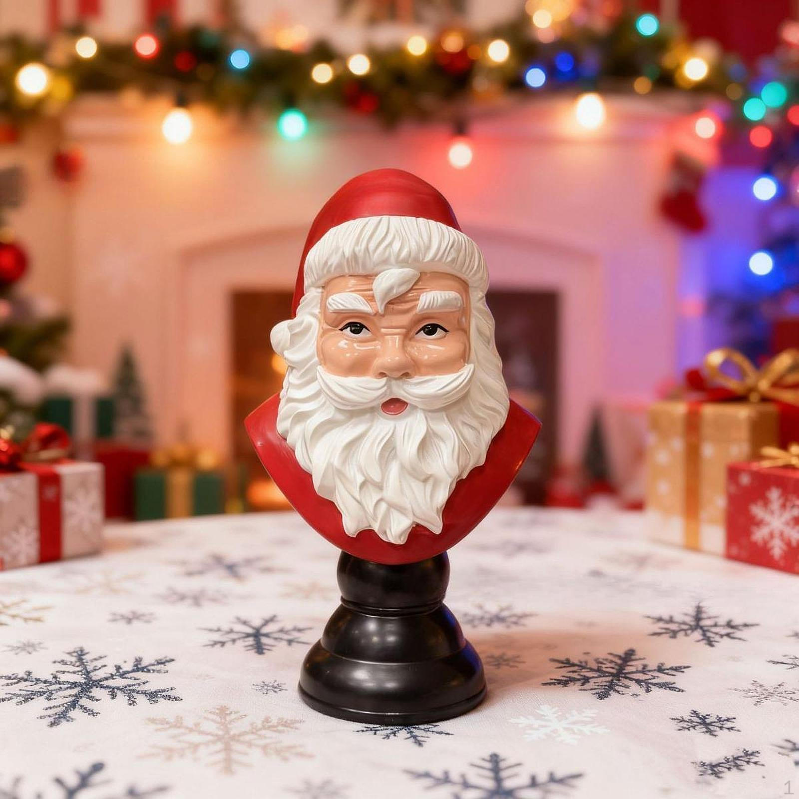 

Santa Bust Statue Christmas Decoration Artwork Sculpture for Shop Window Living Room 15cm