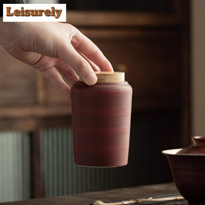 280ML Retro Powder Yin Lacquer Black Tea Box Organizer Moisture-proof Zen Storage Tank Containers Tea Caddy Tea Services Craft