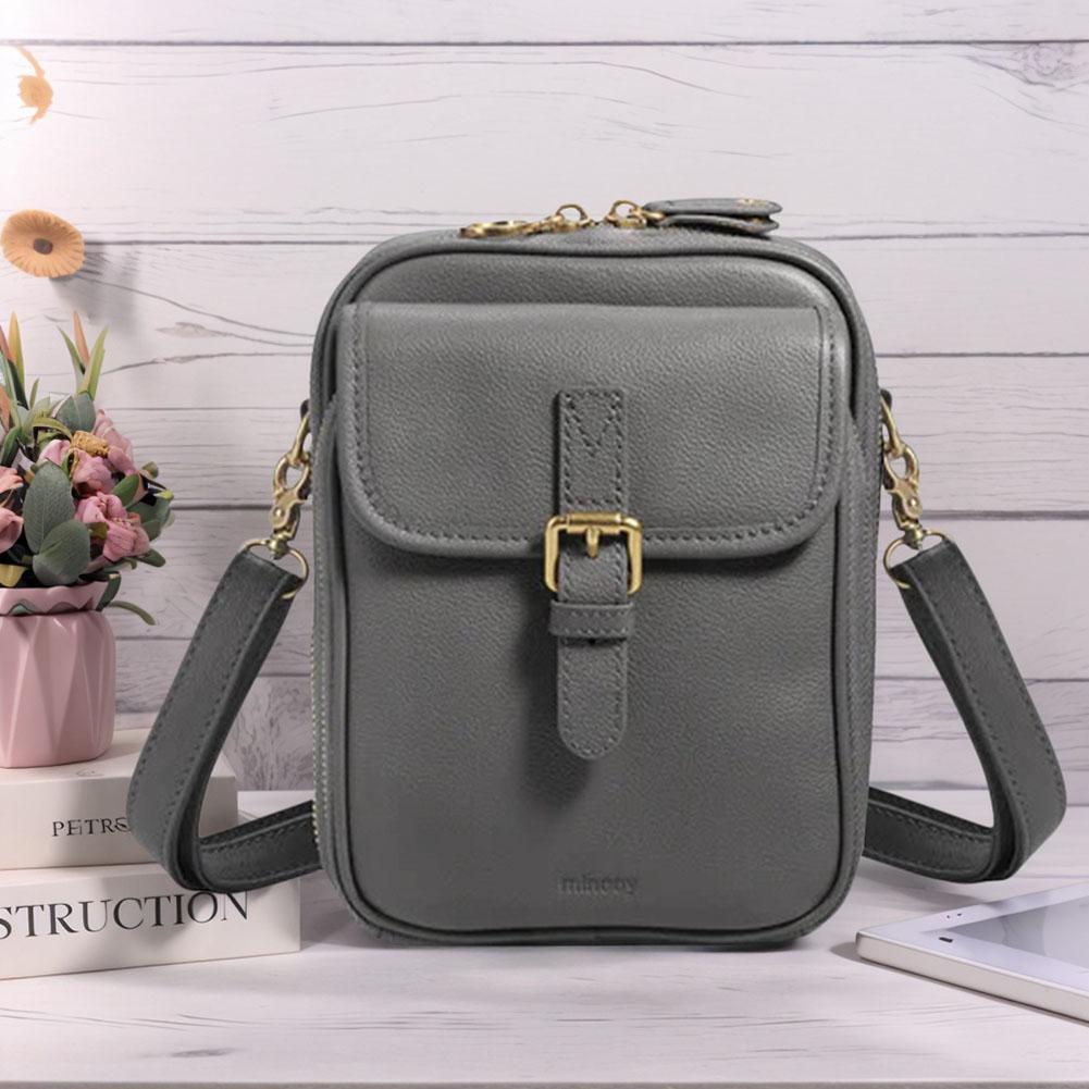 

Retro Leather Zipper Sling Shoulder Bag Trendy Crossbody Bags Mini Handbag Small Cell Phone Bag Phone Pouch Vintage Wallet серый